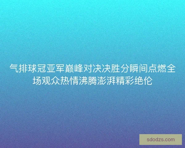 气排球冠亚军巅峰对决决胜分瞬间点燃全场观众热情沸腾澎湃精彩绝伦